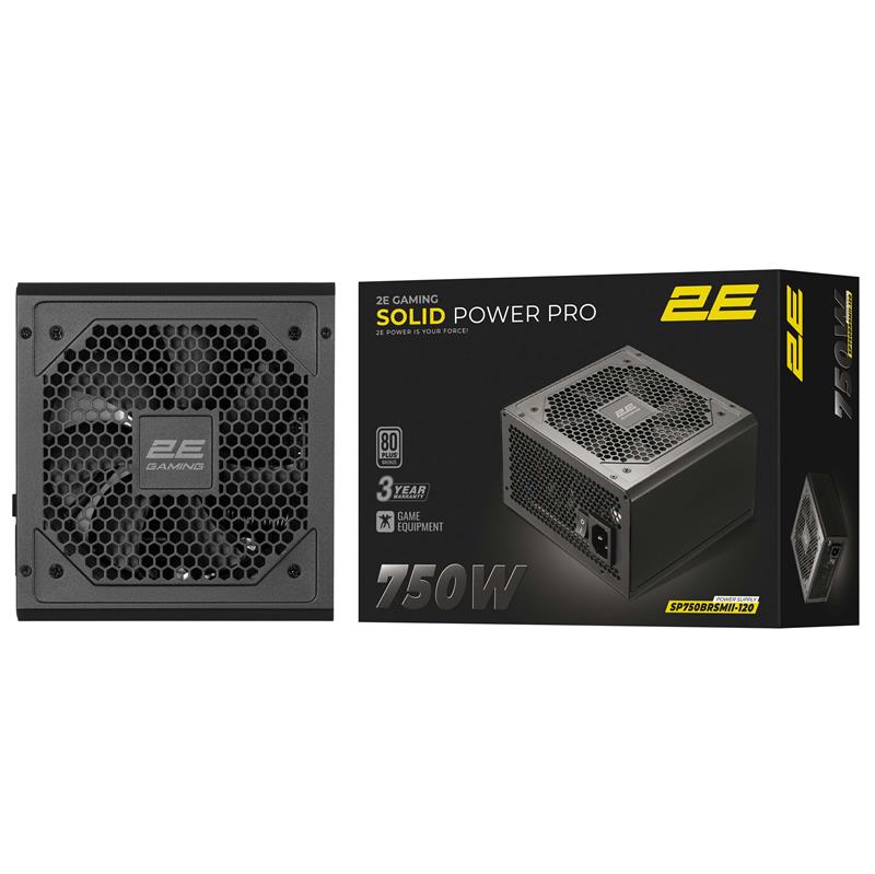 Блок живлення 2E GAMING Solid Power Pro ATX3.1 GEN5.0 (750W), >85%, 80+ Bronze, 120мм, 1xMB 24pin(20+4), 2xCPU 8pin(4+4), 3xMolex, 6xSATA, 4xPCIe 8pin(6+2), 1xPCIe GEN5 16pin, Semi Modular