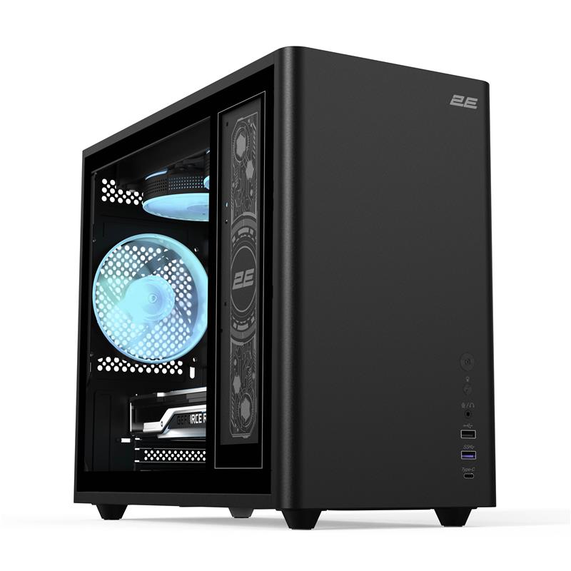 Корпус 2E Credo Plus V350BG без БЖ, 1xUSB3.0, 1х USB 2.0, 1xUSB Type-C, 3x120мм ARGB, VGA 350мм, LCS ready, контролер з пультом, TG Side Panel, mATX, чорний