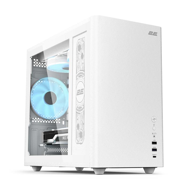 Корпус 2E Credo Plus V350WG без БЖ, 1xUSB3.0, 1х USB 2.0, 1xUSB Type-C, 3x120мм ARGB, VGA 350мм, LCS ready, TG Side Panel, mATX, білий