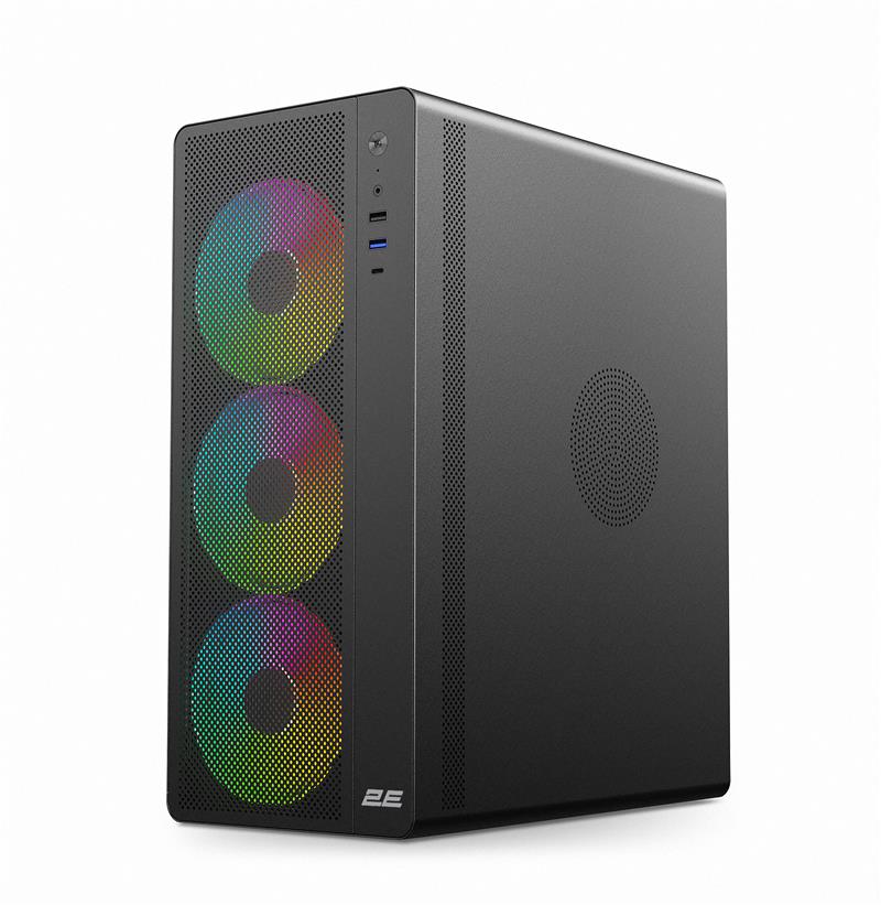 Корпус 2E GAMING Credo Plus V510B без БЖ, 1xUSB3.0, 1х USB 2.0, 1xUSB Type-C, 4x120мм RGB Rainbow, VGA 310мм, TG Side Panel, ATX, чорний