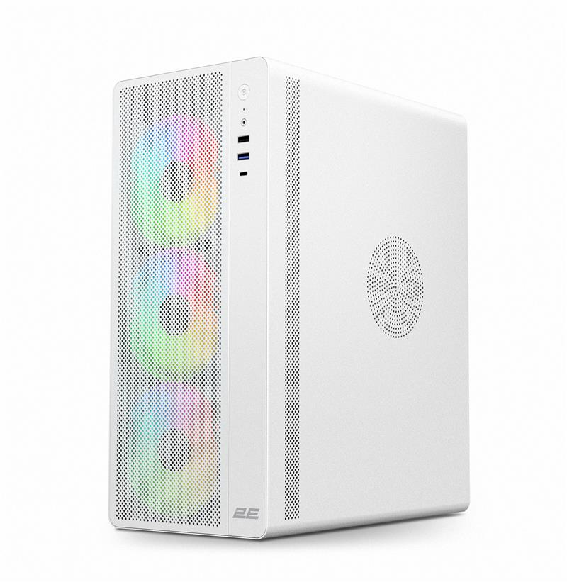 Корпус 2E GAMING Credo Plus V510W без БЖ, 1xUSB3.0, 1х USB 2.0, 1xUSB Type-C, 4x120мм RGB Rainbow, VGA 310мм, TG Side Panel, ATX, білий