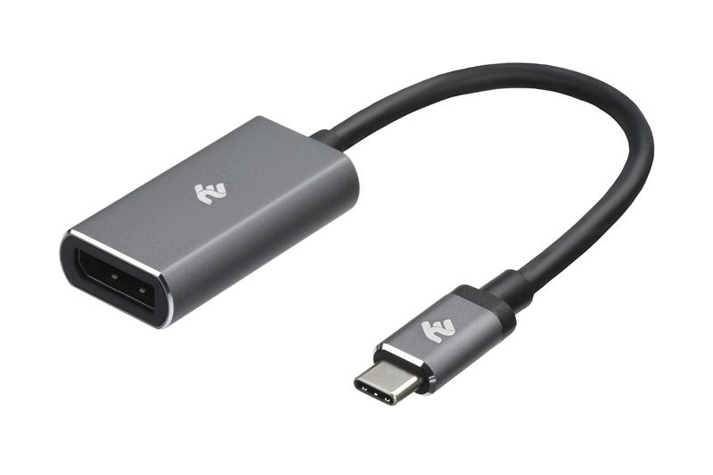 Адаптер 2Е USB-C > DisplayPort, 0.2м, сірий