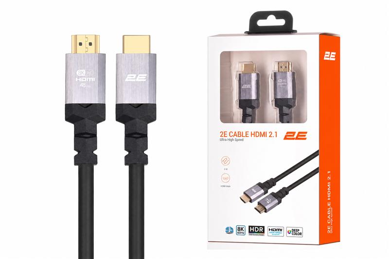 Кабель 2E HDMI (M/M) 3м, 2.1, 4K/120Hz, 8K/60Hz 48Gbps, Ultra High Speed, чорний
