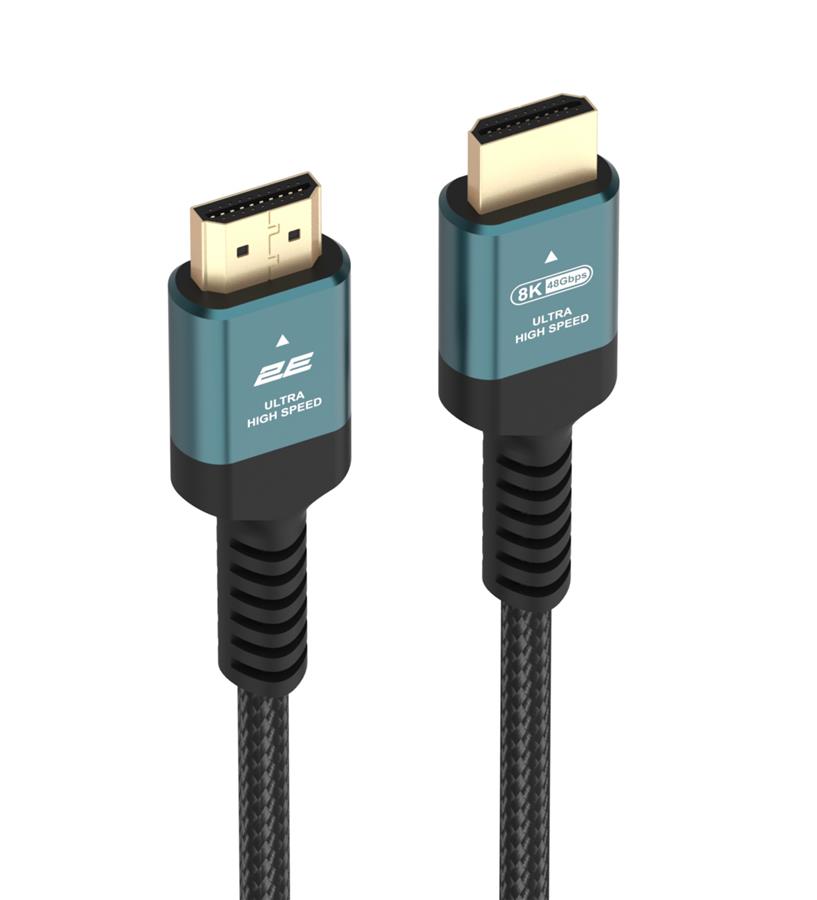 Кабель 2E HDMI (M/M) 2м, 2.1, 8K/60Hz, Ultra High Speed, Pine Green