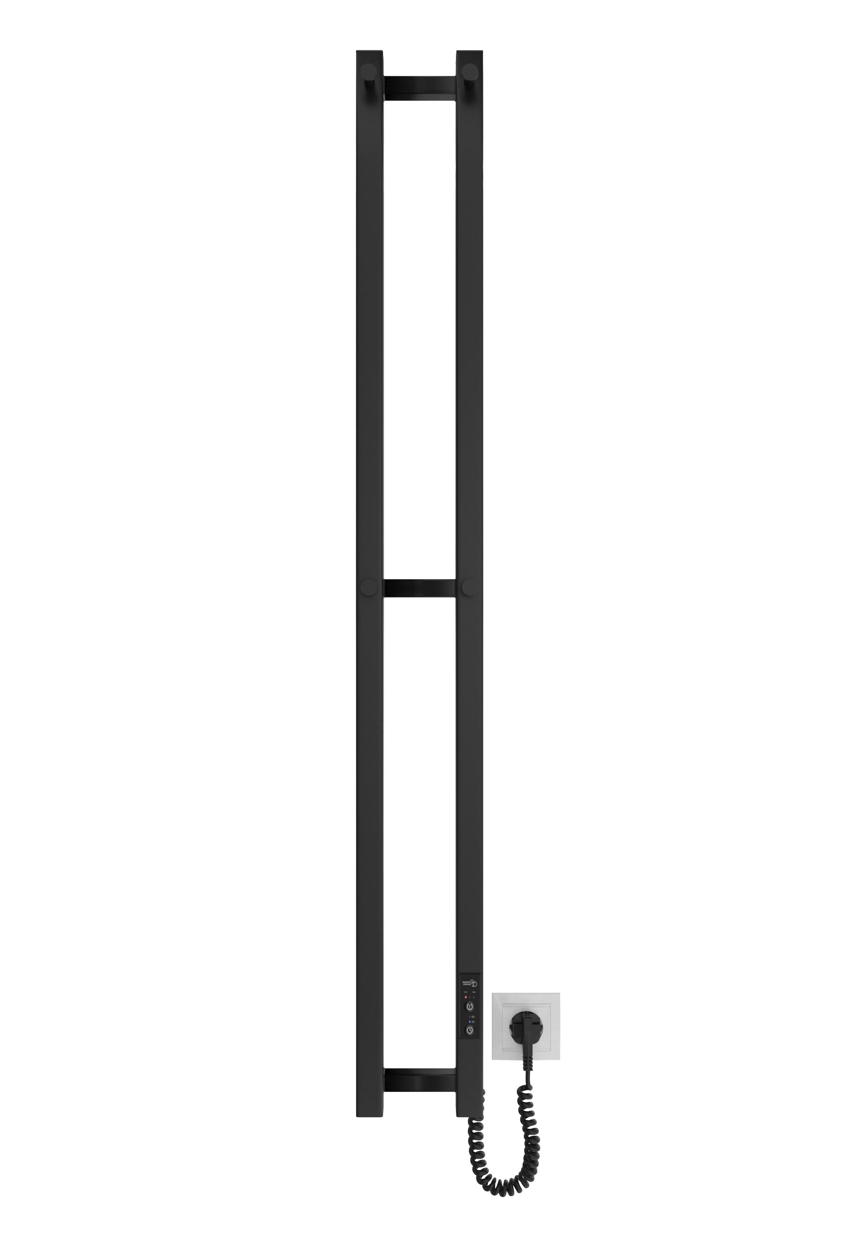 Рушникосушка Hygge Family електрична Slim, 1170х140х80мм, таймер-регулятор, сталь, чорний матовий