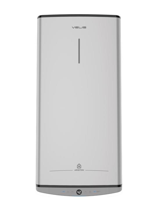 Водонагрівач електр. Ariston плаский слім VELIS TECH 100 EU, 100л, 2*1,5кВт, ун. монтаж, електр. кер-ння, B, Італія, Сірий