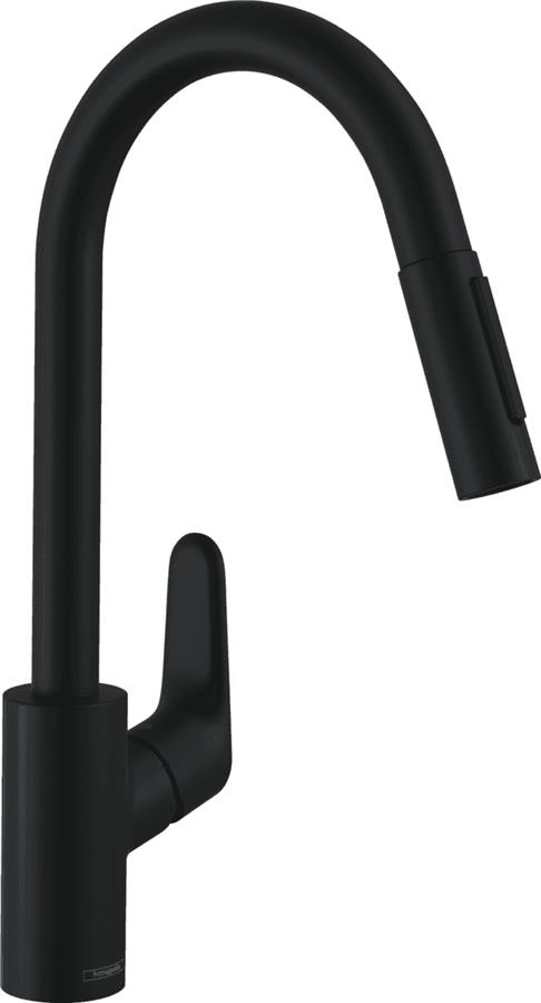Змішувач для кухні Hansgrohe Focus M41, довж.виливу - 235мм, витяжний, 1важіль, KM240, чорний матовий