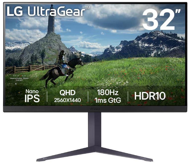 Монітор LG 31.5" 32GS85Q-B 2xHDMI, DP, USB, Audio, NanoIPS, 2560x1440, 180Hz, 1ms, DCI-P3 98%, G-SYNC, FreeSync, Pivot, HDR10