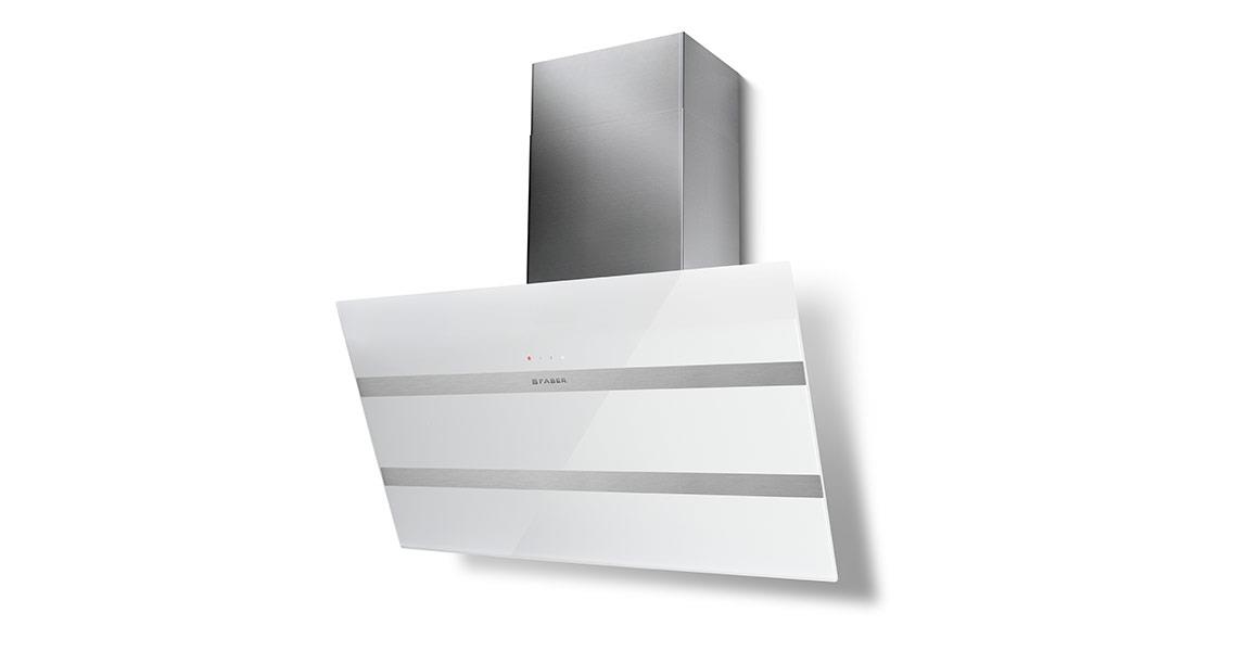 Витяжка Faber похила, 80см, 1219м.куб/год, Steelmax Ev8 Led Wh A80, белий/нерж