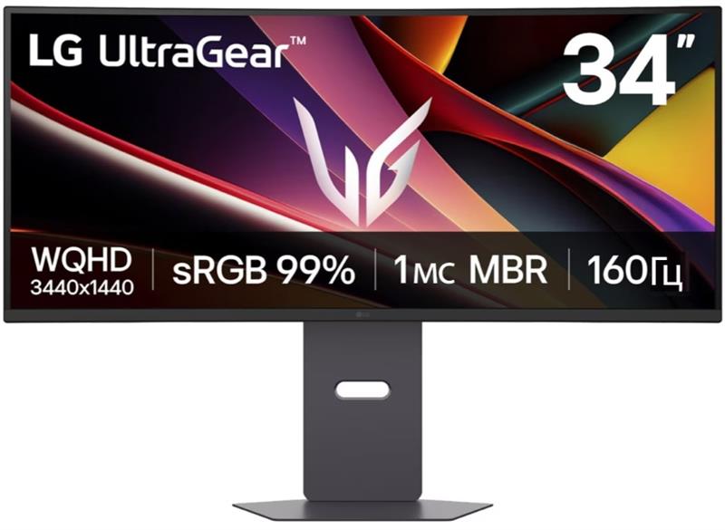 Монітор LG 34" 34G600A-B 2xHDMI, DP, MM, VA, 3440x1440, 160Hz, CURVED, sRGB 99%, G-SYNC, FreeSync, HAS, HDR10