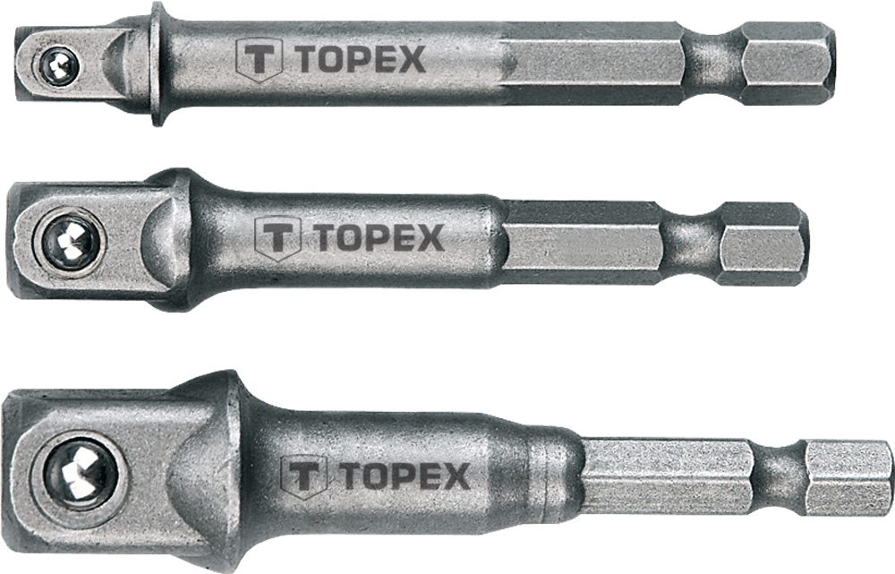Перехідник TOPEX, 1/4",3/8",1/2", для торцевих головок, набір 3шт