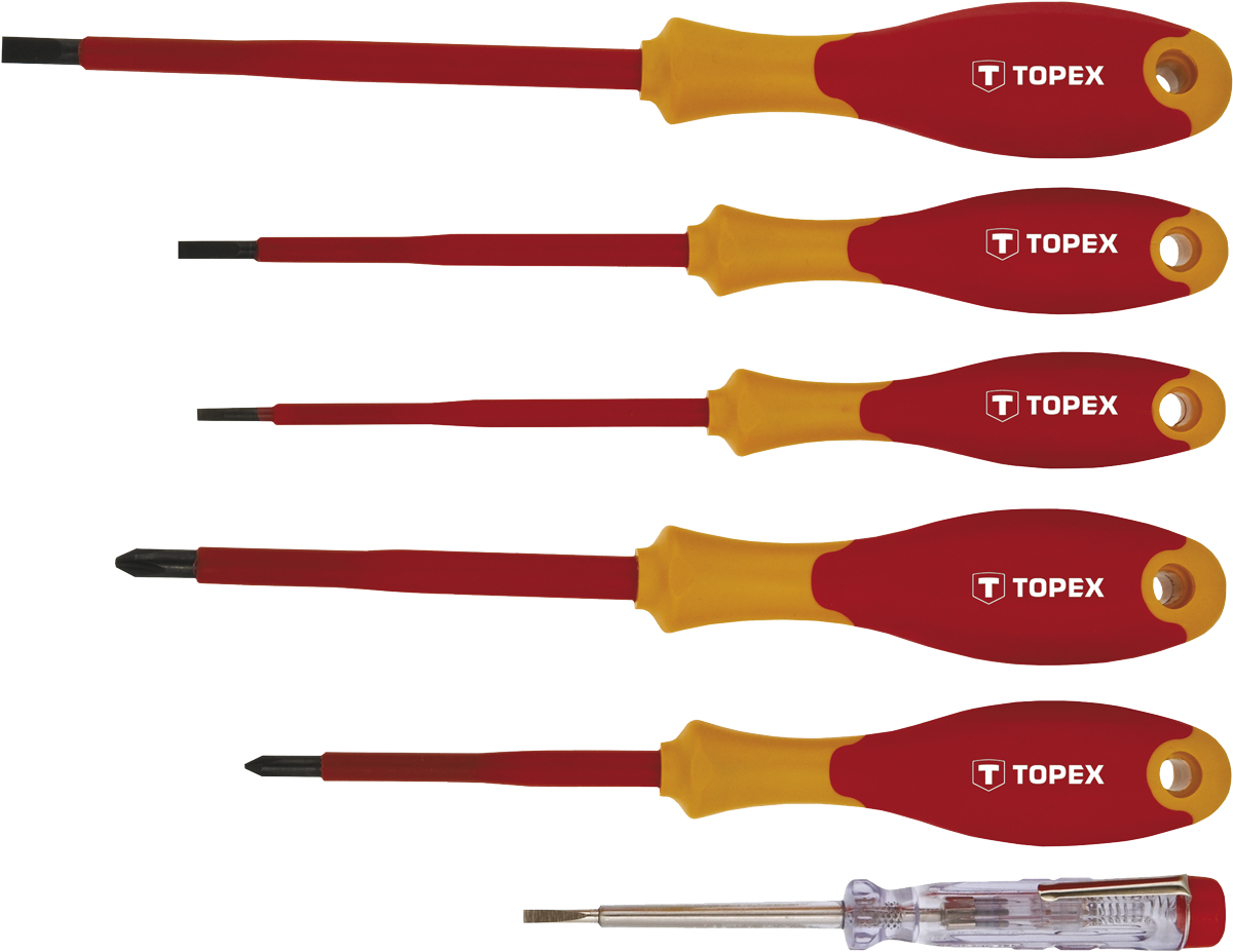 Викрутки TOPEX діелектричні, тестер напруги, SL,PH, сталь CrMo набір 6шт