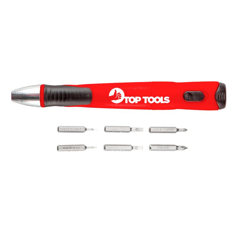 Набор бит Top Tools, прецизионные, с держателем 1/4", 7 ед.