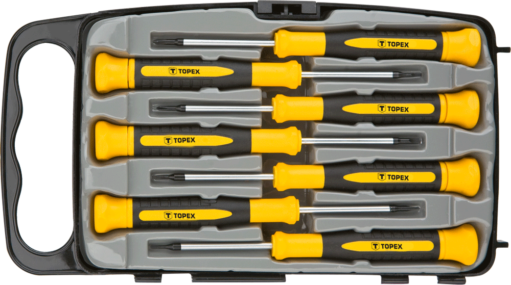 Викрутки TOPEX прецизійні, SL,PH,Torx, сталь CrV, набір 7шт