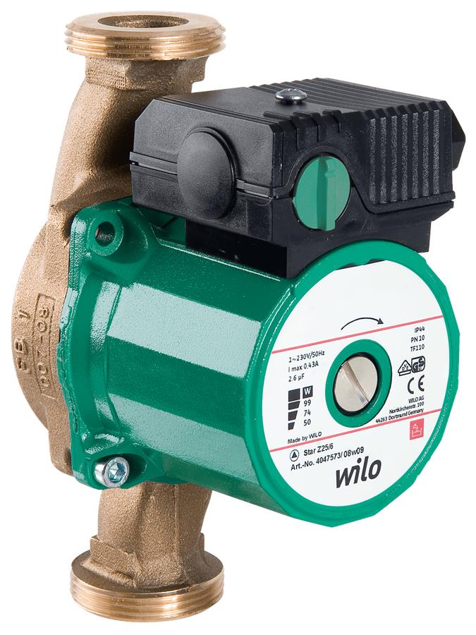 Насос циркуляційний Wilo Star-Z 25/6, G 1 1/2, 10 бар, 180мм, 99Вт, 230В