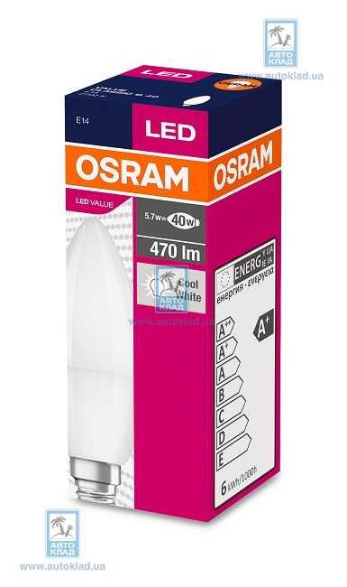 Лампа светодиодная OSRAM LED B40 свічка 5W 470Lm 4000K E14