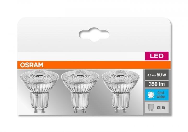 Набор светодиодных ламп 3шт OSRAM LED PAR16 4.3W (350Lm) 4000К GU10