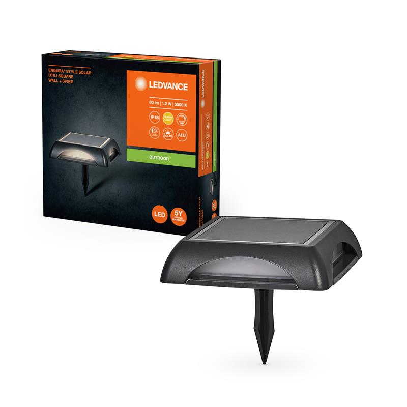 Світильник автономний LEDVANCE ENDURA STYLE SQUARE SOLAR UTILI 1.2Вт 3000K 60Лм чорний