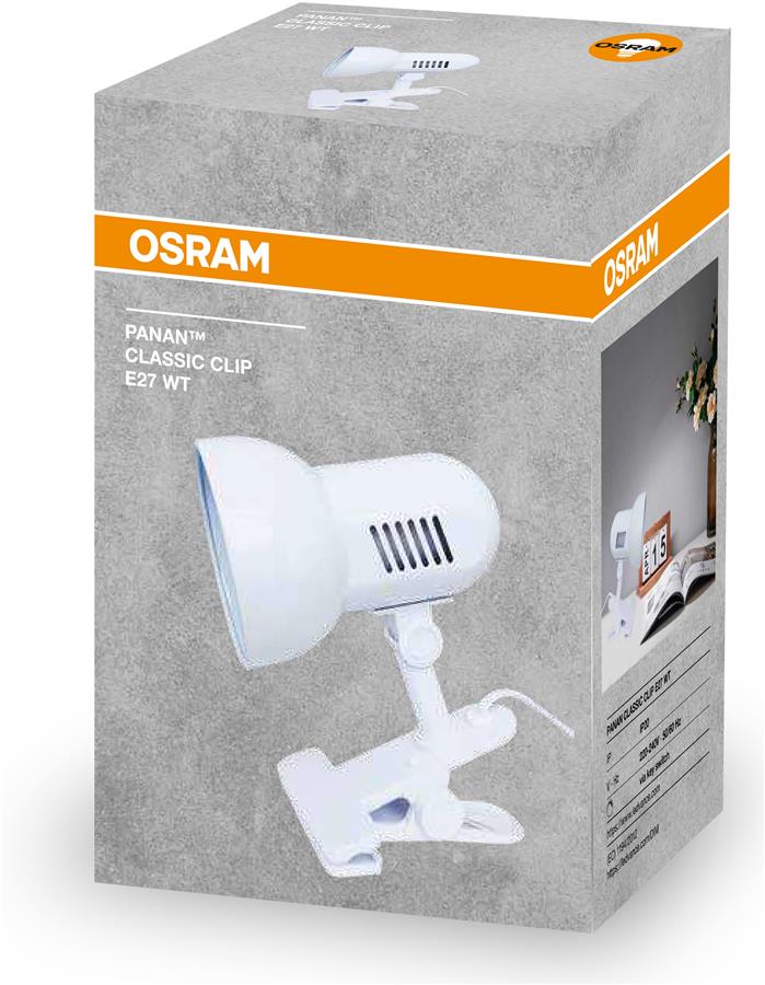 Лампа настільна OSRAM Panan CLASSIC CLIP E27, білий