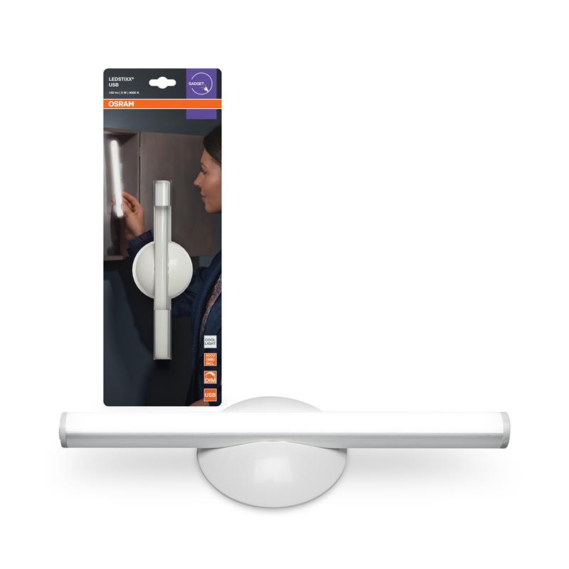 Світильник з акумулятором OSRAM LEDSTIXX 2Вт 4000K 150Лм 800мА•год USB-A > microUSB cірий