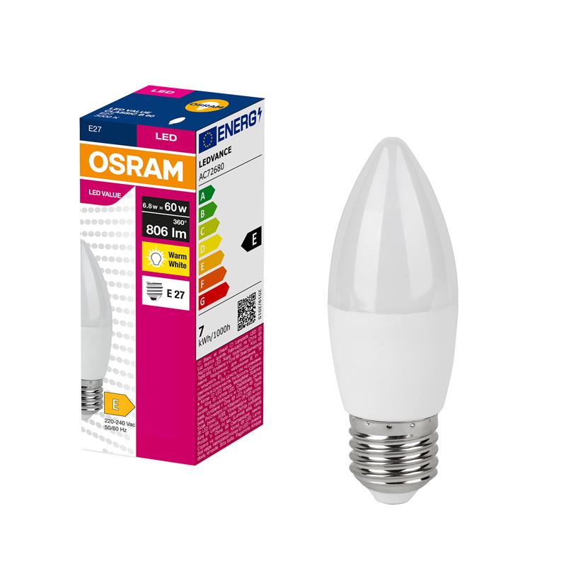 Лампа OSRAM LED VALUE CLASSIC B E27 6.8Вт 3000K 806Лм
