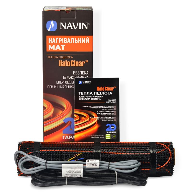 Мат нагрівальний Navin HaloClear 190/600 двожильний для систем опалення 3.0м кв, 0.5х6.0м 600Вт 230В