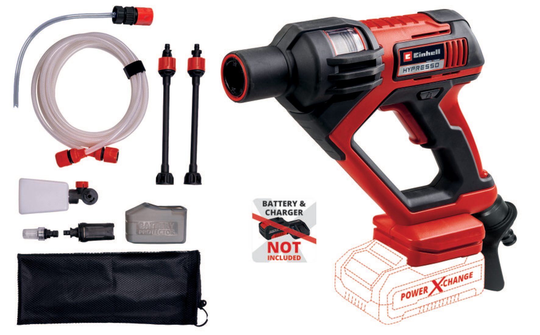 Мийка акумуляторна Einhell HYPRESSO 18/24-1 Li - Solo PXC 18В до 24бар 240л/хв самовсмоктування 2.1кг без АКБ та ЗП