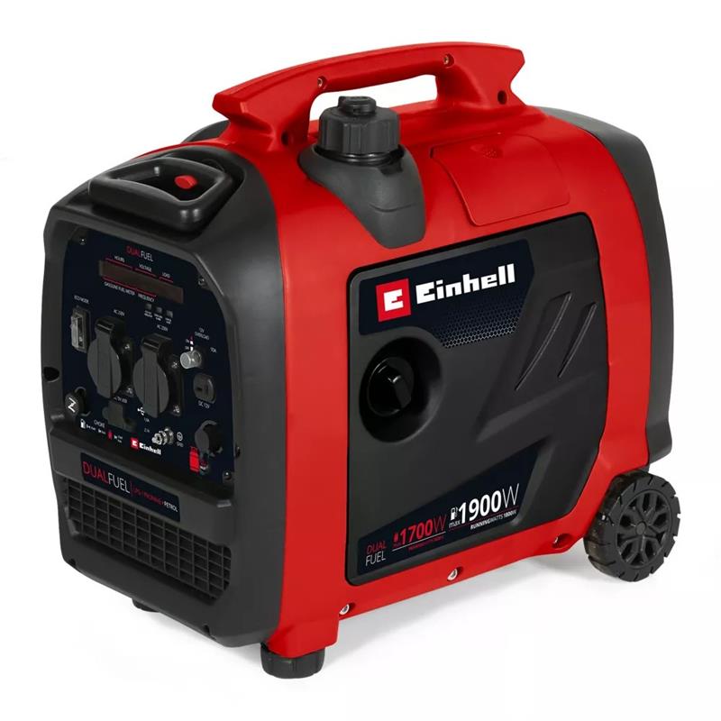 Генератор газобензиновий інверторний Einhell TE-IG 1900 DF LPG 230В, 1 фаза, 1.7-1.9кВт, розетка 2х12В ручний стартер, 23.7кг