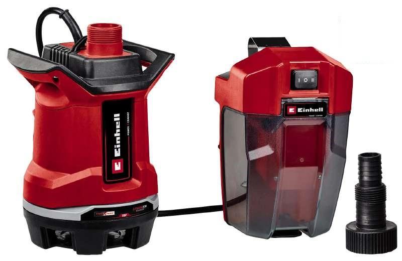Насос дренажний акумуляторний Einhell GE-DP 18/25 Li - Solo, PXC, 18В, 7500л/год, висота 5м, глибина 4м, 2.8кг без АКБ та ЗП