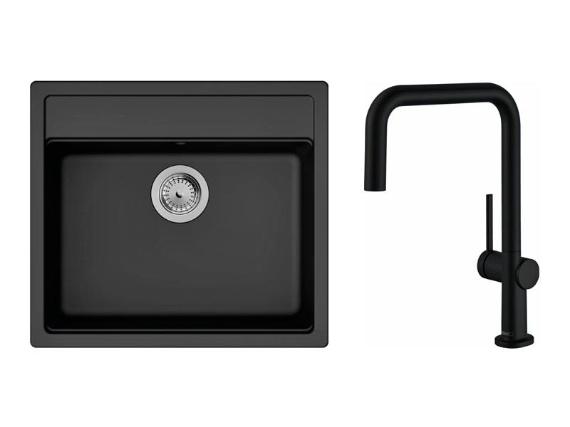 Набір для кухні Hansgrohe , гранітна мийка S520-F510 + зміш. Talis M54, чорний графіт-чорний матовий