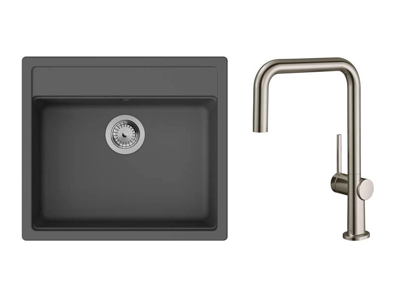 Набір для кухні Hansgrohe , гранітна мийка S520-F510 + зміш. Talis M54, чорний графіт-сталь