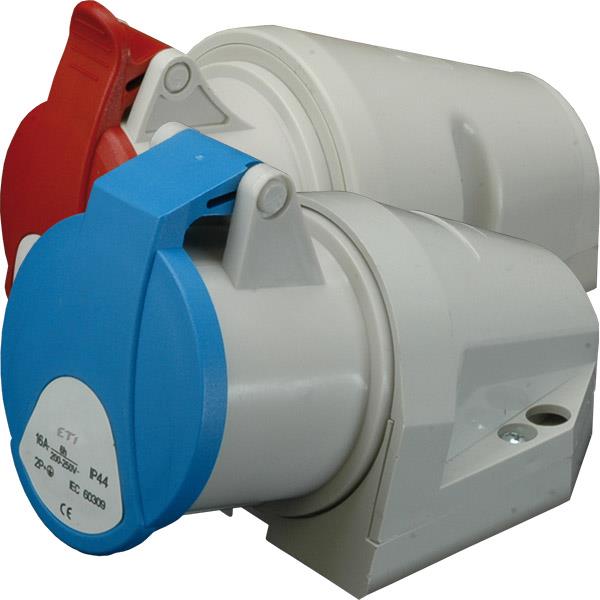Розетка настінна ETI, EZ-1653 IP44 (16A, 400V, 3P+N+PE)