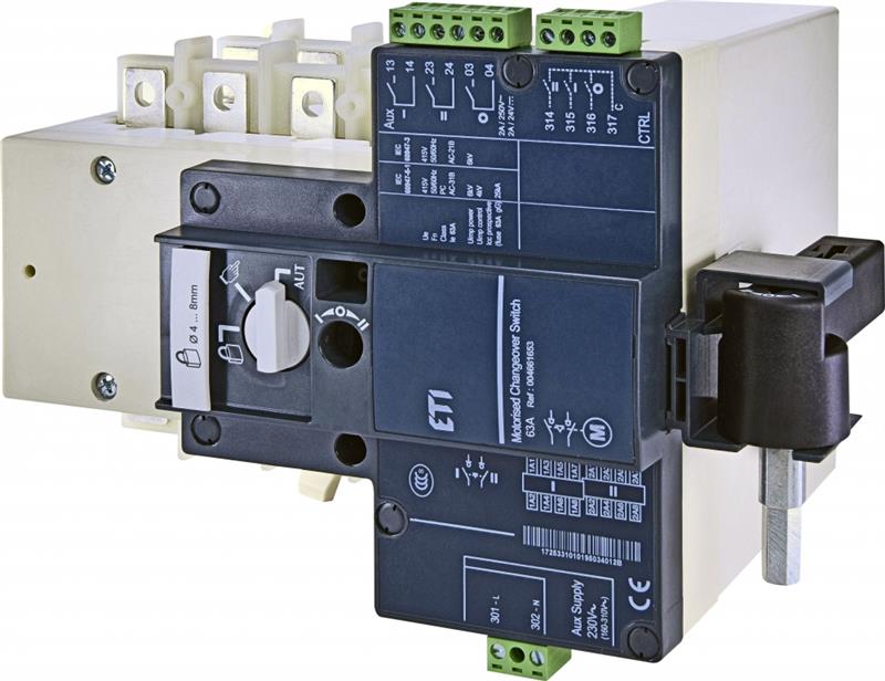 Перемикач навантаження ETI, з мотор-приводом MLBS 63 230VAC 4P CO ("1-0-2", 63А)