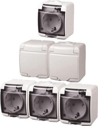 Розетка ETI, 1xSchuko RHE-1s (біла кришка, IP54)