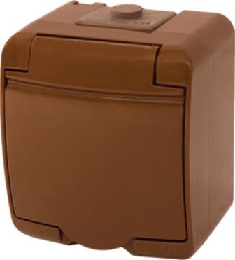 Розетка ETI, 2xSchuko RHE-2s-KR (коричнева кришка, IP54)