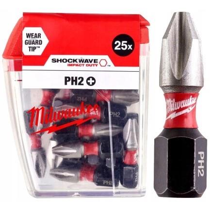 Біти Milwaukee Shockwave, PH2х25мм, набір 25шт