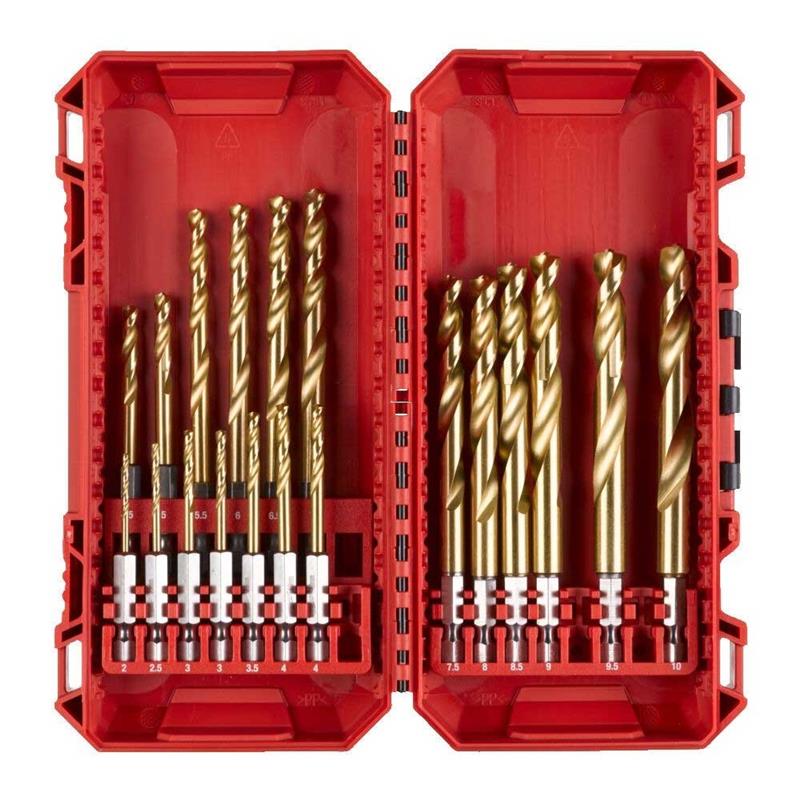 Набір свердел по металу Milwaukee RedHEX Shockwave HSS-TiN, 2-10мм, кейс, 19шт