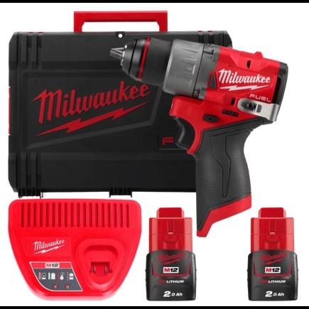 Шурупокрут-дриль акумуляторний Milwaukee M12 FDD2-202X 12В 2х2А·год 37Нм 0-1550об/хв ЗП C12 С кейс 1.1кг