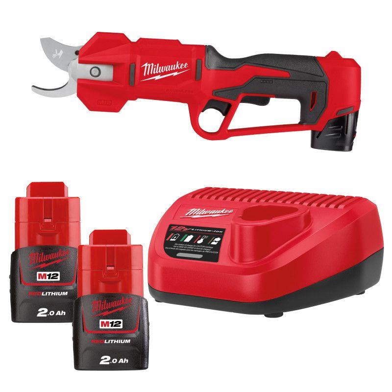 Секатор акумуляторний Milwaukee M12 BLPRS-202 12В акб 2х2А·год ЗП C12C d різа 32мм 1.5кг