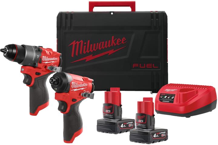 Набір із двох акумуляторних інструментів Milwaukee M12 FPP2A2-402X шурупокрут-дриль M12 FPD2-0 гвинтоверт M12 FID2-0 акб М12 2х4А·год ЗП C12C кейс