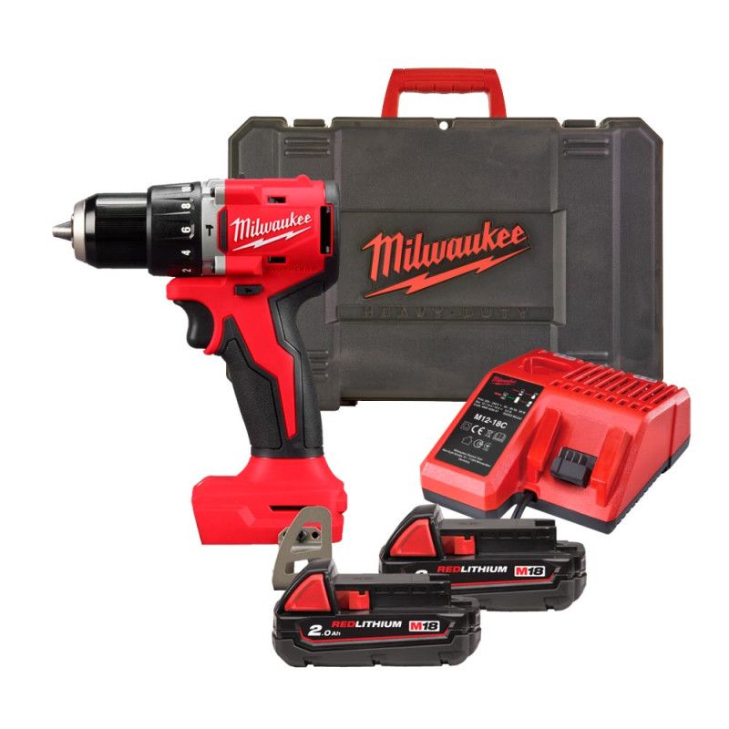 Шурупокрут-дриль акумуляторний Milwaukee BLPDRC-202C 18В 2х2А·год 60.5Нм 0·1700об/хв ЗП M12-18C кейс 1.5кг