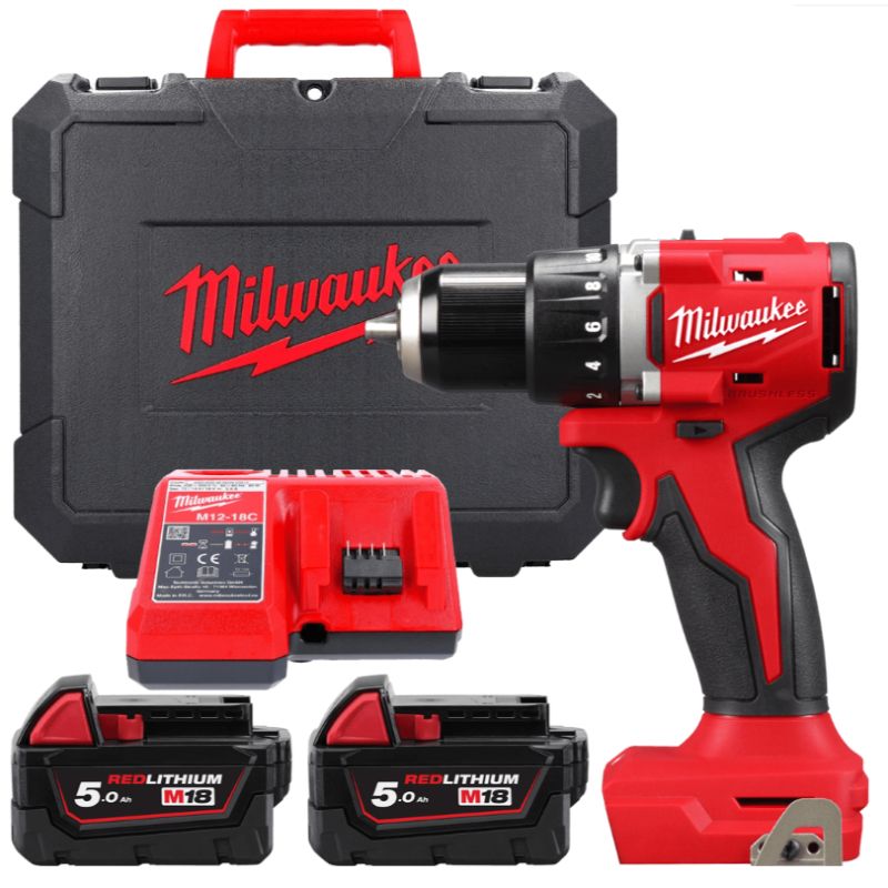 Шурупокрут-дриль акумуляторний Milwaukee BLDDRC-502С 18В 2х5А·год 60.5Нм 0·1700об/хв ЗП M12-18C кейс 1.5кг
