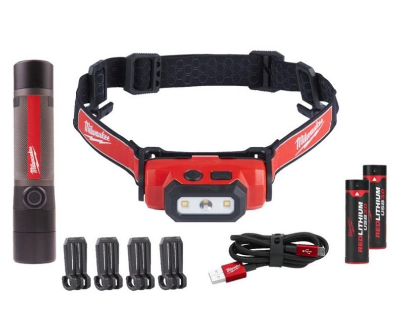 Ліхтар світлодіодний акумуляторний Milwaukee L4 FMHL2LED-302 4В 2х3А·год налобний 600лм+ручний 800лм ЗП 0.23кг