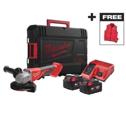 Шліфмашина кутова акумуляторна Milwaukee M18 BLSAG125XPD-402X 125мм 18В 2x4А·год ЗП М12-18С 11000об/хв 2.4кг кейс