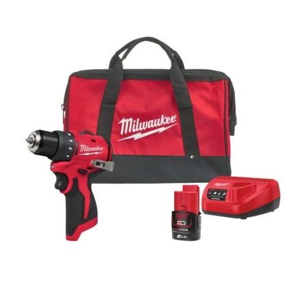 Шурупокрут-дриль акумуляторний Milwaukee M12 BLDDRC-201BRF 12В 2А·год 40Нм 0-1700об/хв ЗП С12 сумка 0.98кг
