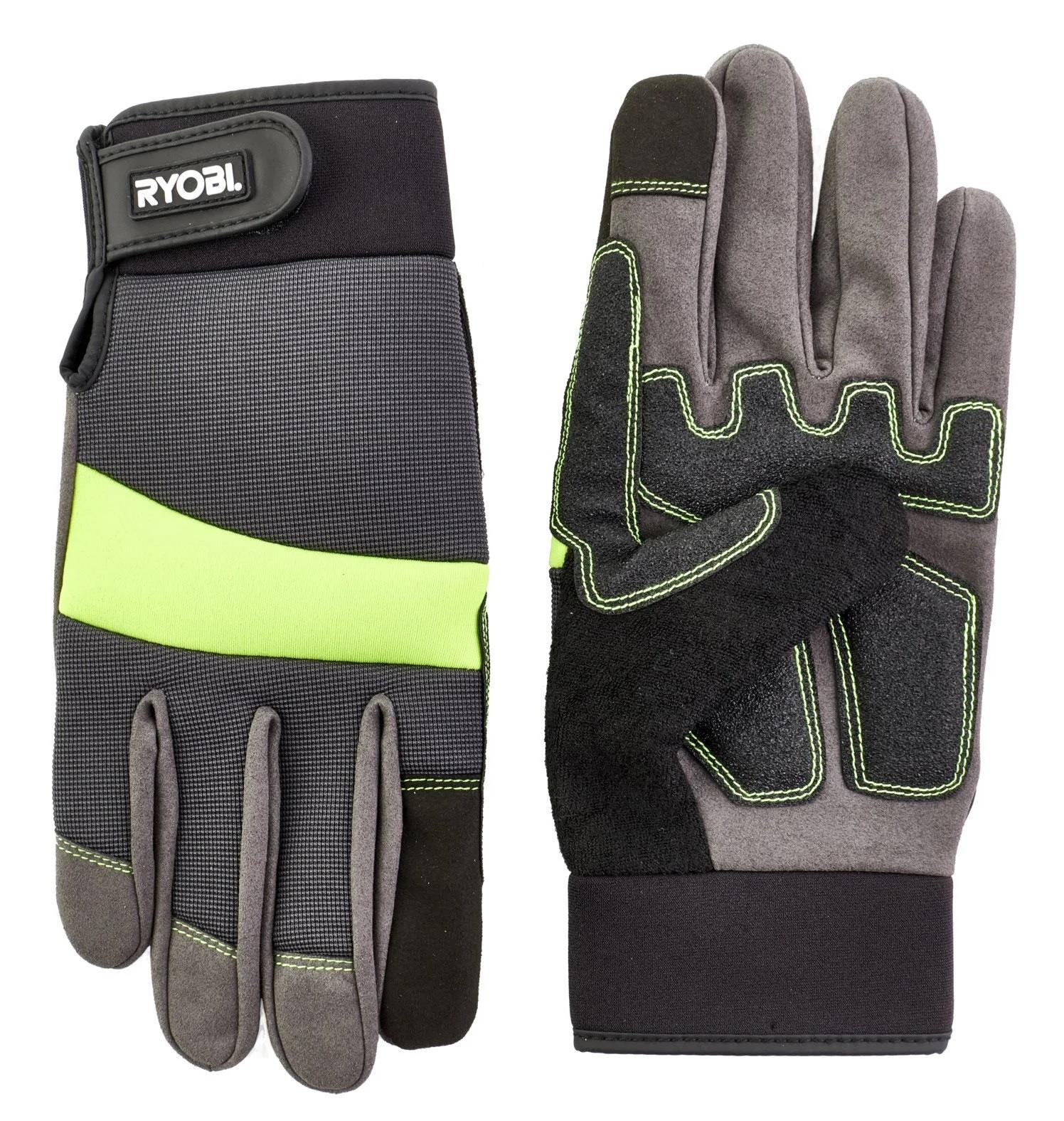 Рукавички робочі Ryobi RAC811L, захист від порізів, вологозахист, р.L, сіро-жовтий