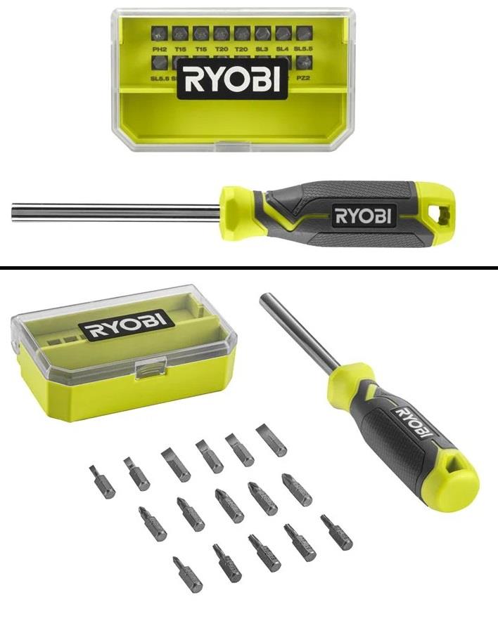 Викрутка Ryobi RHSDM1701, битотримач 1/4", 100мм, 16 біт, SL,PH,PZ,Torx, кейс