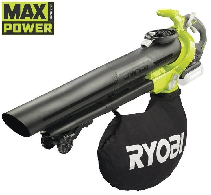 Повітродув-пилосос садовий акумуляторний Ryobi Max Power RBV36B 36В 238км/год мішок 45л 4.4кг без АКБ та ЗП