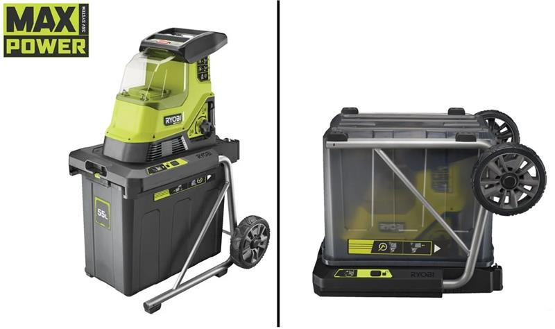 Подрібнювач садовий акумуляторний Max Power Ryobi RY36SHX40-0 36В 40мм 55л фреза низькошумний 18кг без АКБ та ЗП