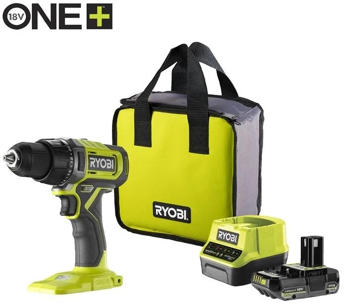 Шурупокрут-дриль акумуляторний Ryobi ONE+ RDD18-1C20S 18В 1х2А·год ЗП 52Нм 450·1750об/хв 1.1кг сумка
